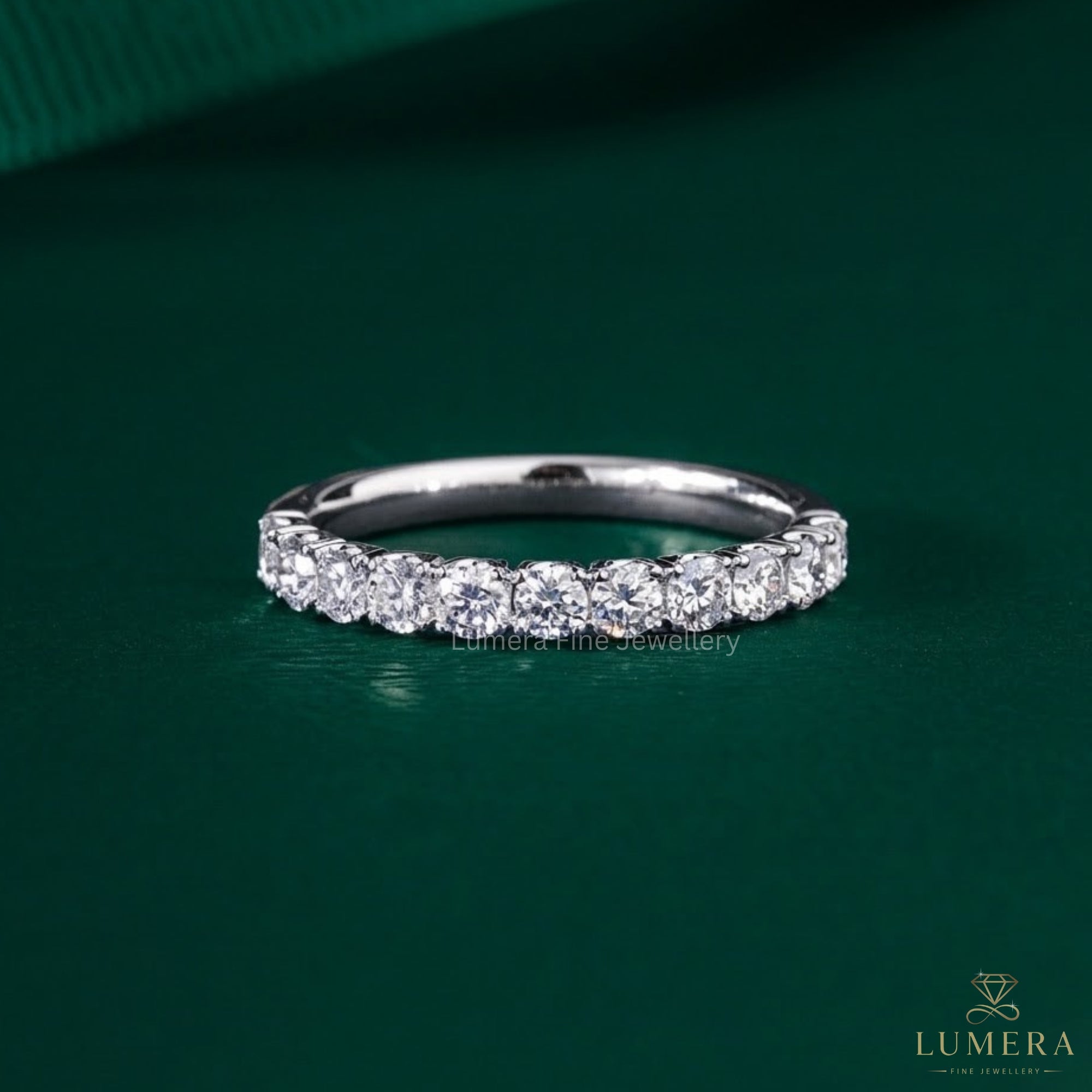 0.50 TCW Round Cut Lab Grown Diamond Prong Set CVD Wedding band